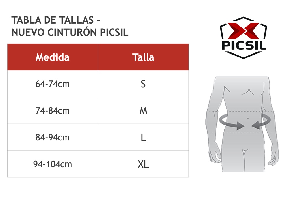 Tabla de tallas cinturón Picsil