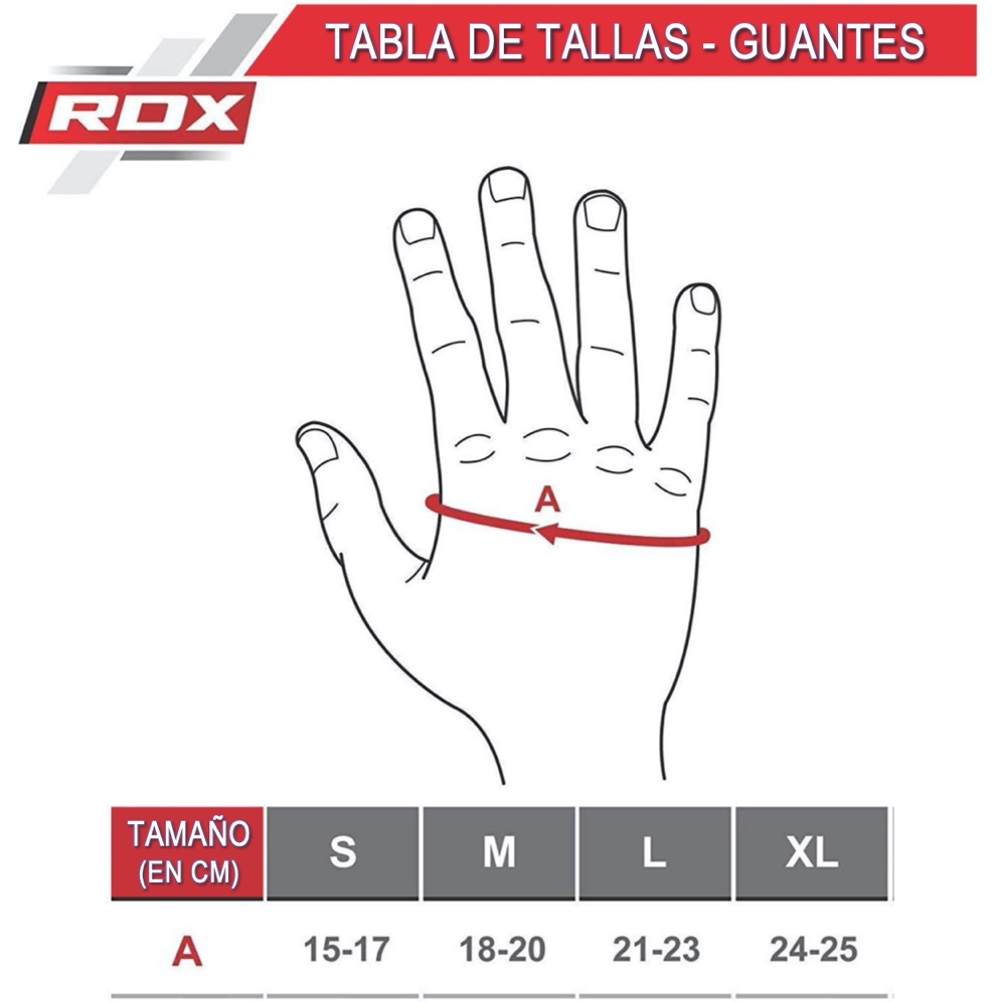 Tabla de tallas - Guantes Rdx S2