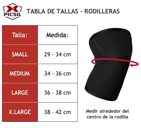 Tabla de tallas Rodilleras Picsil