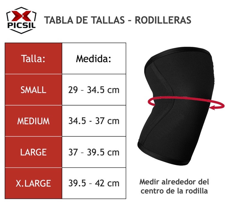 Tabla de tallas rodilleras PicSil