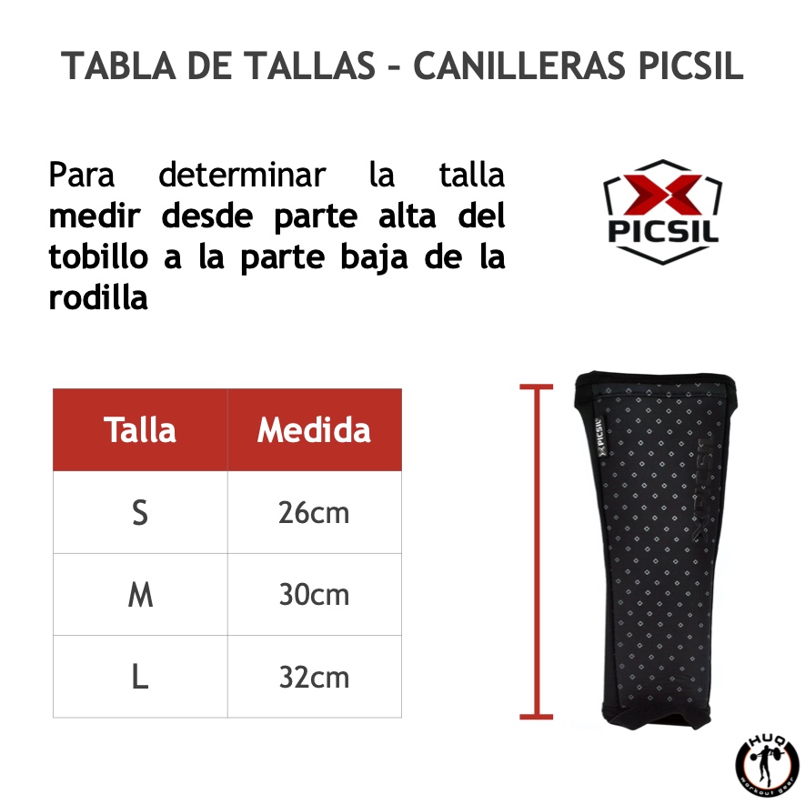 Tabla de tallas Canilleras Picsil